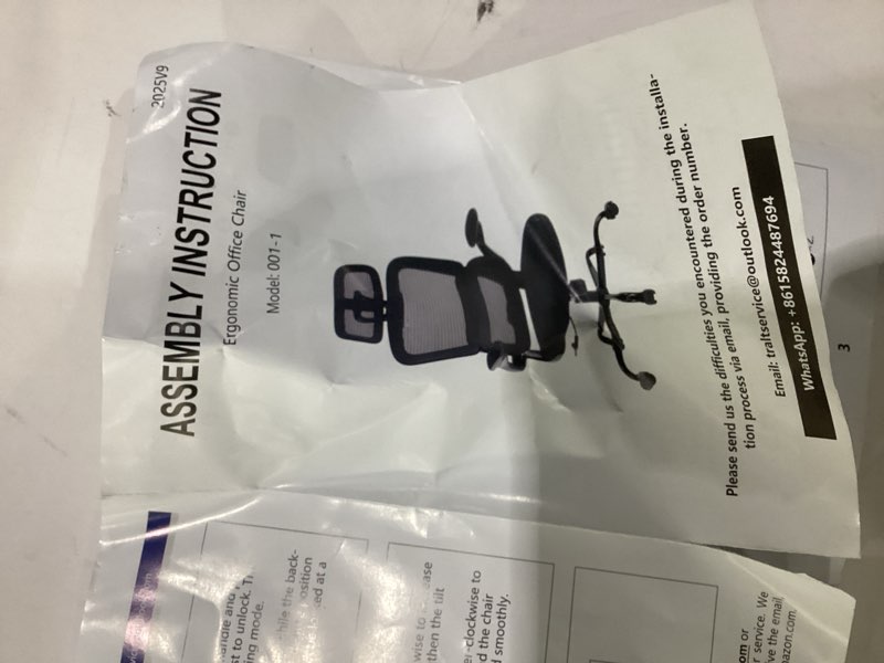Condition photo showing As Is for ergonomic office chair, white