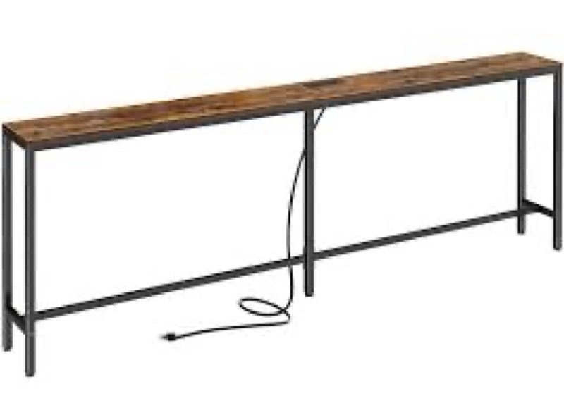 SUPERJARE 78.7 Inch Console Table with Outlet, Sofa Table with Charging Station, Narrow Hallway Entr