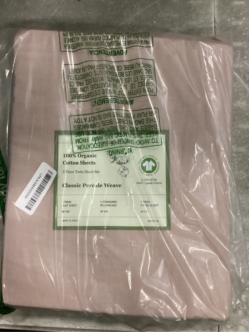 Condition photo showing New/Like New for lane linen eco friendly 100% organic cotton twin sheet set, hotel quality premium bedding sheets & pillowcases set twin size, soft & comfy percale sheets, machine wash bed sheets- sepia rose twin 03: dusty rose
