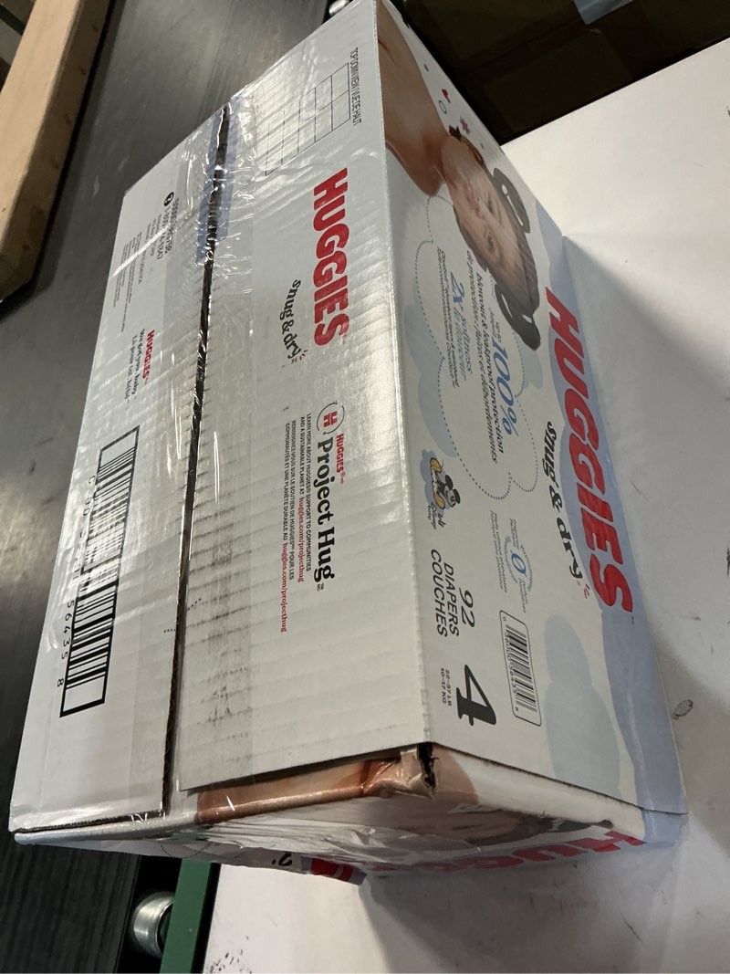 Condition photo showing New/Like New for huggies size 4 diapers, snug & dry baby diapers, size 4 (22-37 lbs), 92 count, packaging may vary size 4 92