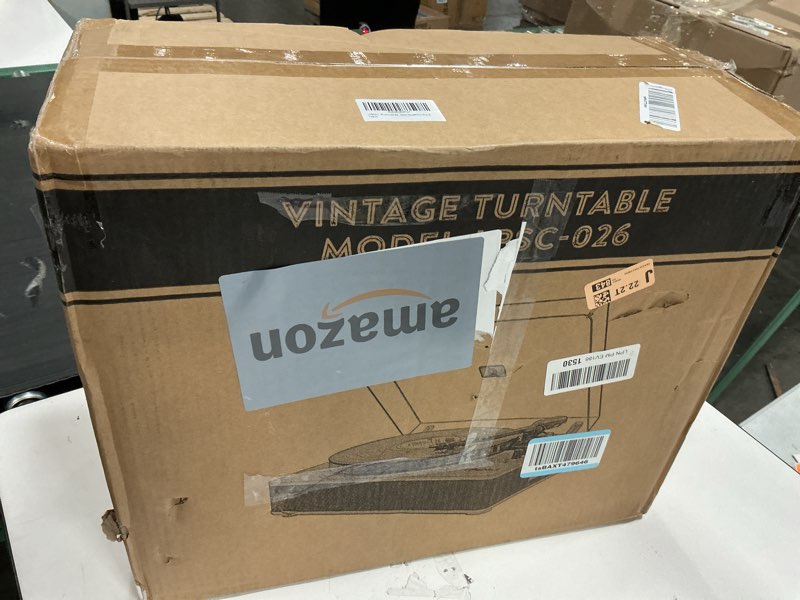 Condition photo showing New/Like New for Record Player Vinyl Turntables with Built-in Speakers and USB Play&Recording Belt-Driven Vintage Phonograph Record Player 3 Speed for Entertainment and Home Decoration(Black Wood)