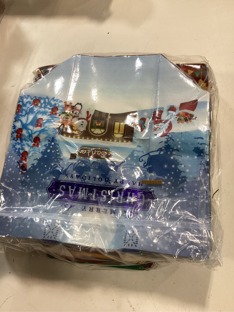 Condition photo showing Good Condition for 36 Pcs Christmas Tote Bags Reusable Gift Bag Large Christmas Bags with Handles Grocery Shopping Totes Gift Wrap Bags for Holiday Xmas Christmas Party Favors, 12.6'' x 9.84'' x 6.69'', 18 Styles