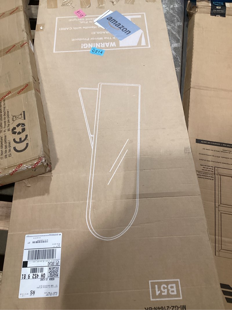 Condition photo showing New/Like New for DUMOS Arched Full Length Mirror with Stand 64"x21" Floor Standing Aluminum Frame for Bedroom Body Hanging Leaning Modern Simple Home Decor Shatter-proorf Nano Glass Wall Living Room Cloakroom Black Black-arched 64"L x 21"W