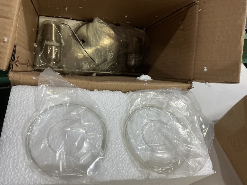 Condition photo showing Good Condition for bathroom light fixtures, 2-light brushed nickel vanity lights, modern bathroom lighting fixtures over mirror with clear glass shade, wall sconce lighting for bedroom living room brushed nickel 2 light - 1 pack