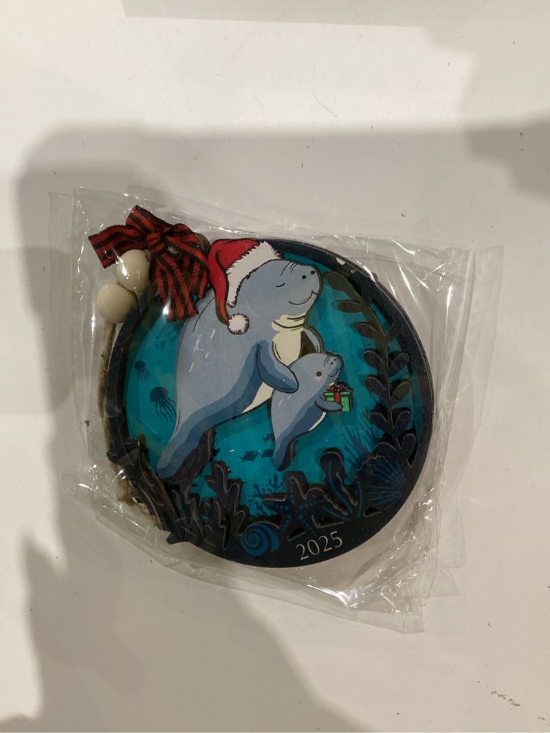 Condition photo showing New/Like New for Mom and Baby Manatee Christmas Ornament 2025 - Manatee Gifts for Animal Lovers Women, Men, Mommy Hugging Her Baby, for Mom from Son Daughter, Wooden Animal Ornaments Hanging Decor