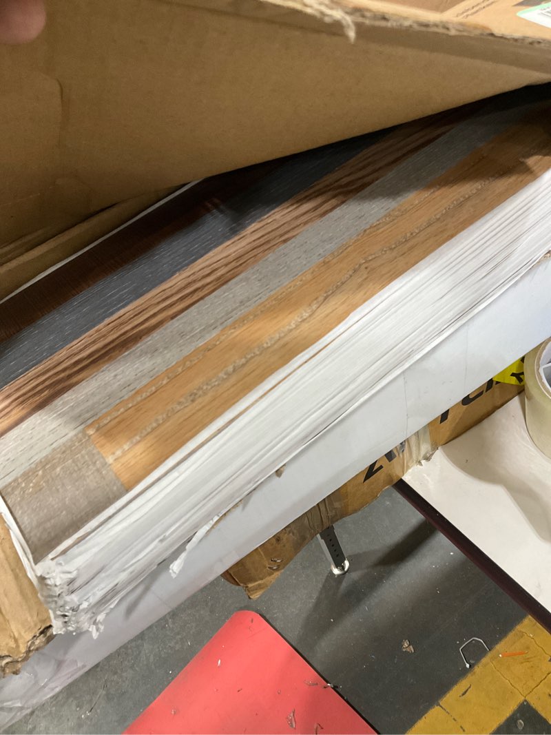 Condition photo showing Good Condition for vinyl plank flooring peel and stick, 36-pack 54 sq.ft, multi-colour, wood look & waterproof,rigid surface hard core easy diy self-adhesive flooring 54 sq.ft/36 planks multi colour