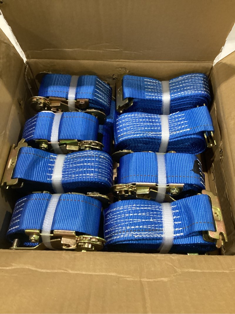 Condition photo showing Good Condition for 8 pack e-track ratchet straps 2''x 15ft 4400lb break strength 1500lb wll heavy duty tie down straps polyester webbing & spring fitting & ratchets for truck,trailer,cargo,motorcycle,furniture,tire