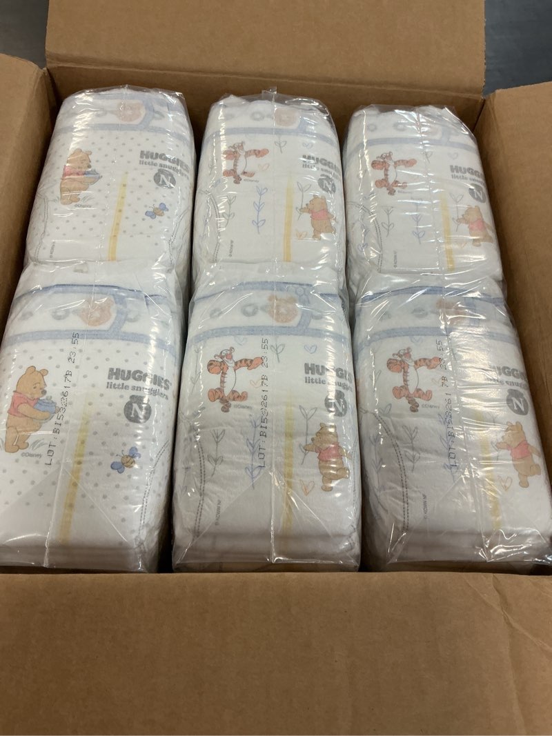 Condition photo showing New/Like New for huggies little snugglers newborn diapers, 144 count newborn 144