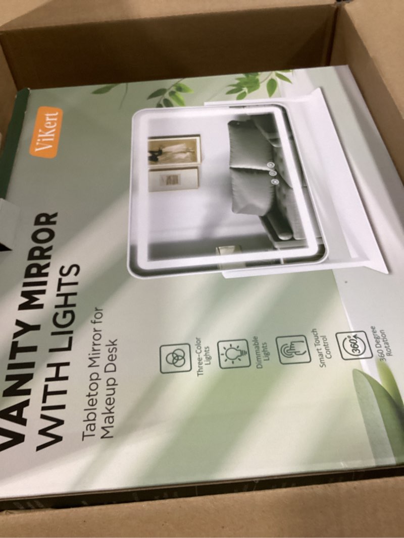 Condition photo showing Good Condition for Vanity Mirror with Lights, 5X Magnification Spot Mirror, Makeup Mirror with Dimmable 3 Color Lighting, 17.3"L x 14.2"W