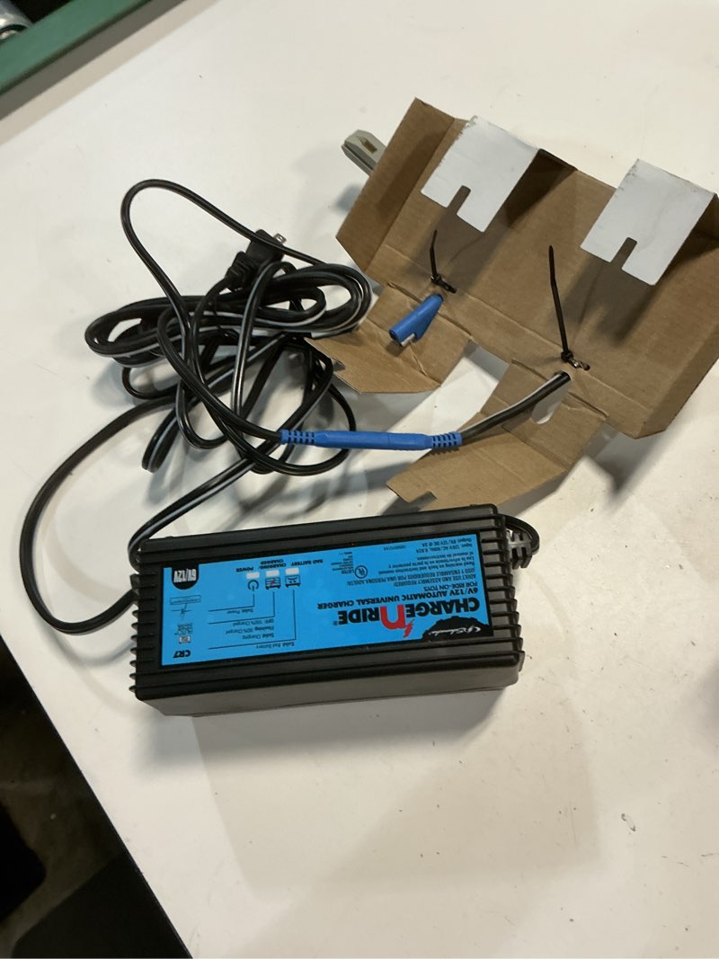 Condition photo showing As Is for schumacher electric automatic battery charger for ride-on toys 3 amps, 6/12v 3 or 4 wheeled toy car battery cable connector, cr7