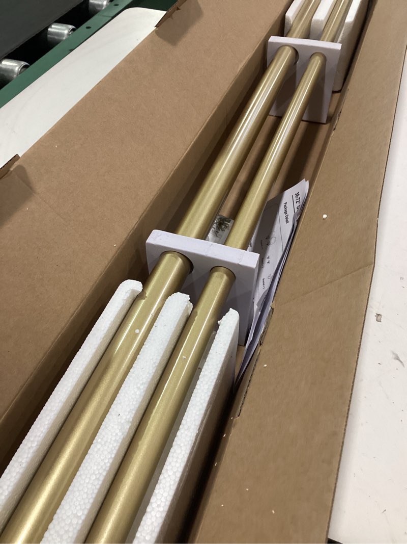Condition photo showing Good Condition for 1 Inch Gold Double Curtain Rods 36 to 72 Inches (3 to 6 ft), USFOOK Drapery Rods for Windows, Telescoping Dual Curtain Rod with Luxury Translucent Finials 36-72" Luxury Gold