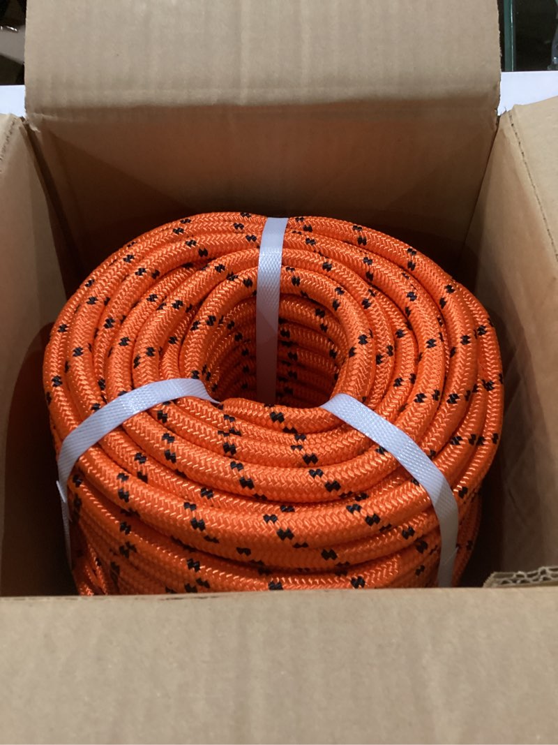 Condition photo showing New/Like New for 1/2in 150ft orange double braided cord polyester rope heavy duty line for tree work suitable outdoor use 150feet orange