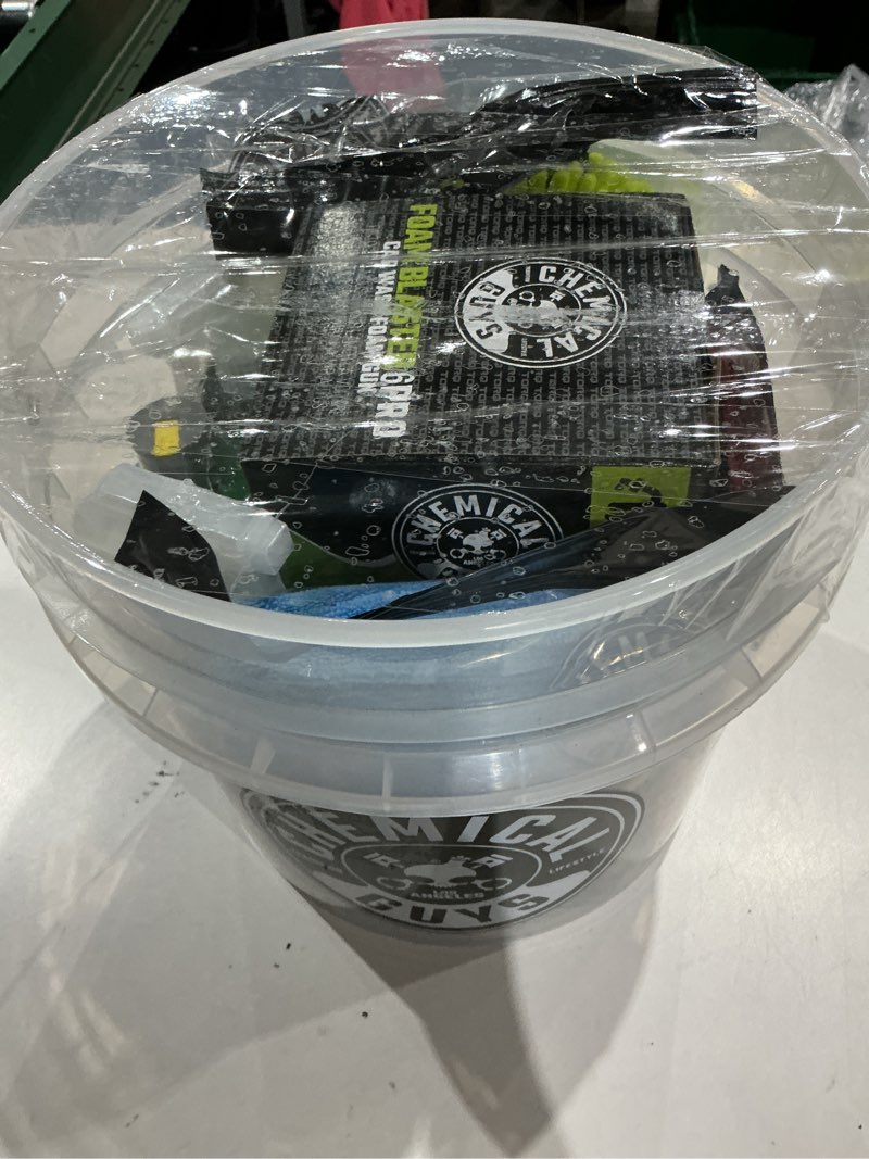 Condition photo showing New/Like New for chemical guys 10-piece arsenal builder car wash kit with foam gun, bucket, and 3 - 16 fl oz car care products & chemicals - works with garden hose for trucks, suvs, motorcycles, and more