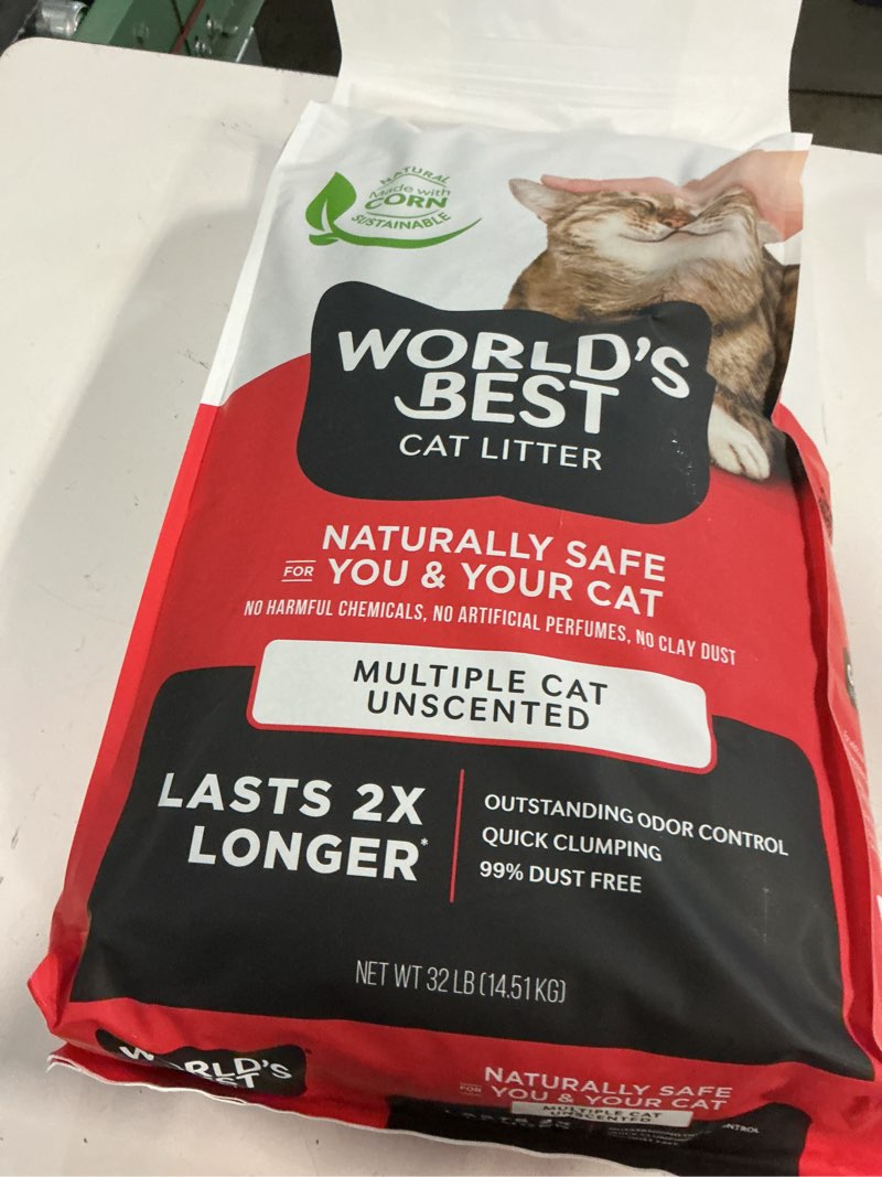 Condition photo showing New/Like New for world's best cat litter multiple cat unscented, 32-pounds - natural ingredients, quick clumping, flushable, 99% dust free & made in usa - long-lasting odor control & easy scooping