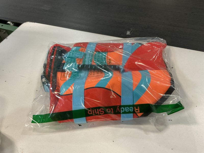 Condition photo showing Good Condition for fragralley shark dog life jacket, high buoyancy with tear-resistant nylon, dog float vest for swimming and boating, pet life preserver for small medium large dogs (pfd) medium shark-orangered+orange