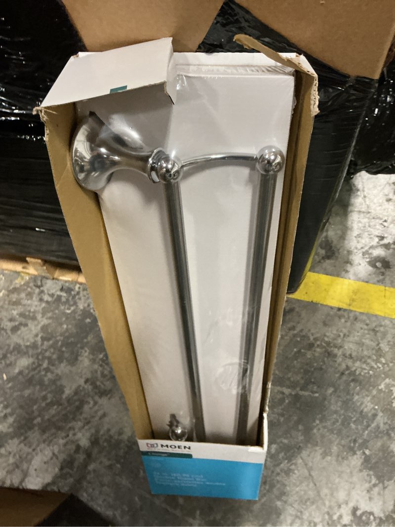 Condition photo showing New/Like New for moen dn7722ch lounge 24-inch bathroom double towel bar, chrome 24 inch chrome