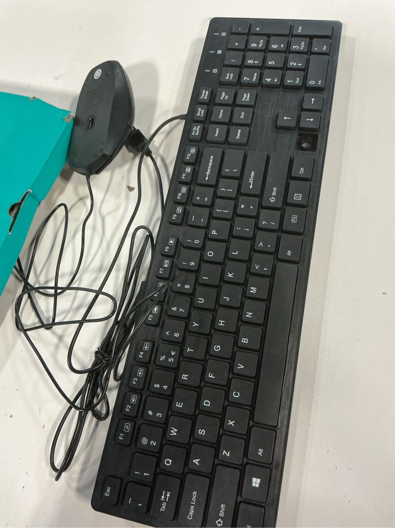 Condition photo showing As Is for Wired Keyboard and Mouse Combo, Full-Sized Ergonomic Computer Keyboard and Optical Wired Mouse for Windows, Mac OS Desktop/Laptop/PC-Black