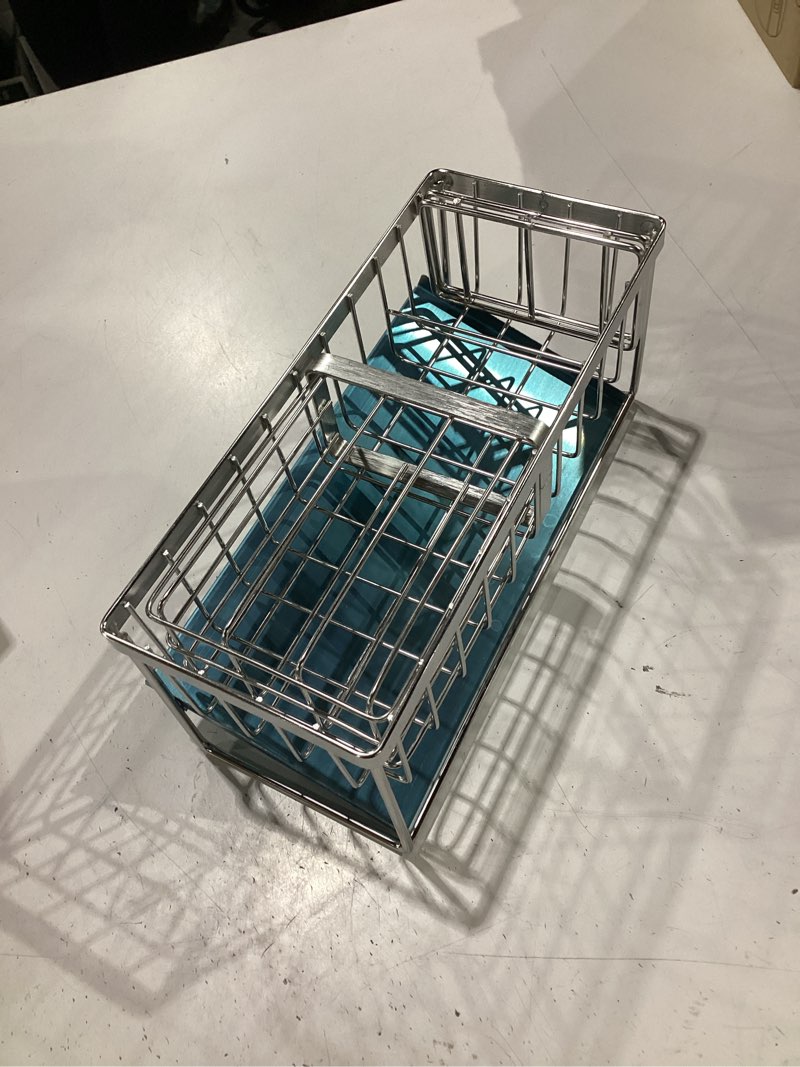 Condition photo showing Good Condition for cisily sink caddy sponge holder for kitchen, 304 stainless steel rustproof, kitchen sink caddy with high brush holder, dish sponge organizer with divider(silver) silver 9.25?