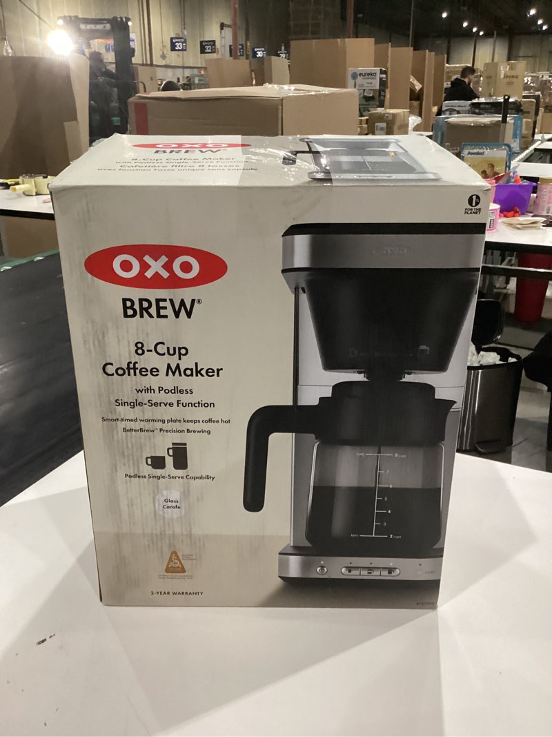 Condition photo showing As Is for OXO Brew 8-Cup Coffee Maker with Podless Single-Serve Function and Glass Carafe - SCA Certified