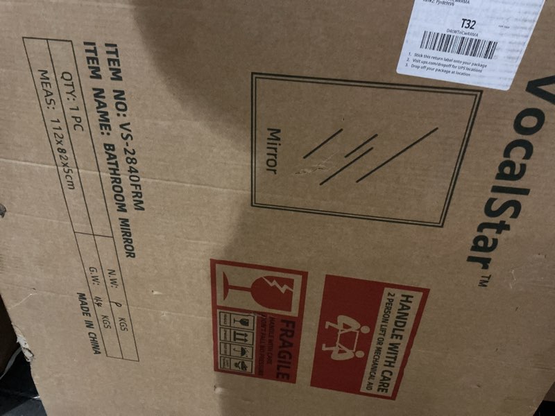 Condition photo showing Good Condition for Similar VocalStar Frameless Bathroom Mirror, 28\" x 40\" Rectangle Wall Mirror with Beveled Edge, Modern Decorative Vanity Mirrored for Living Room, Entryway, Bedroom | 1/4-Inch Shatterproof Glass Rectangle 28\"L x 40\"W