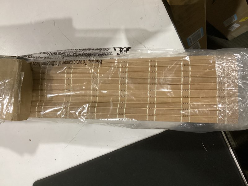 Condition photo showing Good Condition for lazblinds no tools no drill cordless bamboo roman shades, light filtering window treatment, roll up bamboo blinds for windows 35.5'' w x 48'' h, brown light filtering-brown206 35.5" w x 48" h
