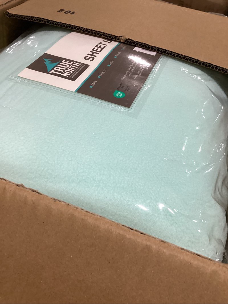 Condition photo showing Good Condition for True North by Sleep Philosophy Fleece Sheet Set King, Solid Color, Warm & Plush Sheets Soft Fleece Bedding Set, King Size Sheets, Fitted Pocket Fits Up to 16" Mattress, King Aqua 4 Piece