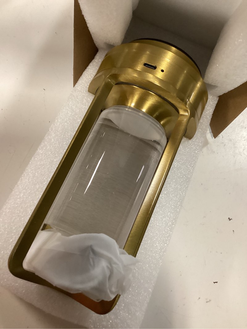 Condition photo showing New/Like New for hapygi portable metal table lamp for indoor/outdoor,rechargeable cordless led lamp, 3-colour infinitely dimming battery powered small desk lamp, restaurant/bedroom/bar/coffee/camping light (gold)