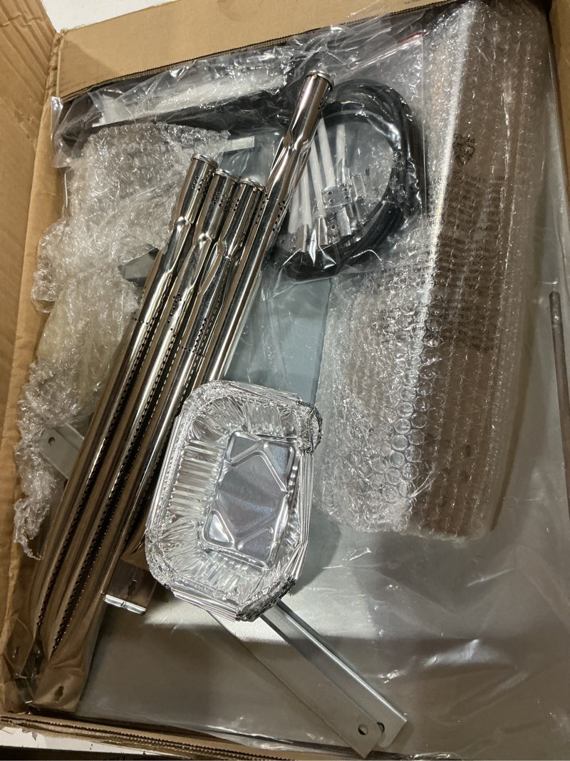 Condition photo showing As Is for hiorucet grill drip pan kits for nexgrill 720-0882a replacement parts, grease tray, heat plate shield, burner, igniters for nexgrill replacement parts 5 burner 720-0882a, 720-0896, 4 burner 720-0925p. 5-burner grill parts