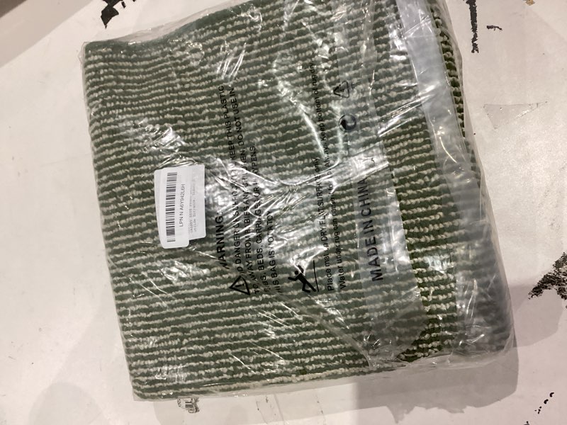 Condition photo showing As Is for GRANNY SAYS Front Door Mat Outside Entrance, Door Mats for Entryway, Welcome Matt Non-Slip, Entryway Front Porch Mat Low Profile Resist Dirt Easy to Clean, 36"x24", Green Beige Green and Beige 2' x 3' (Rectangular)