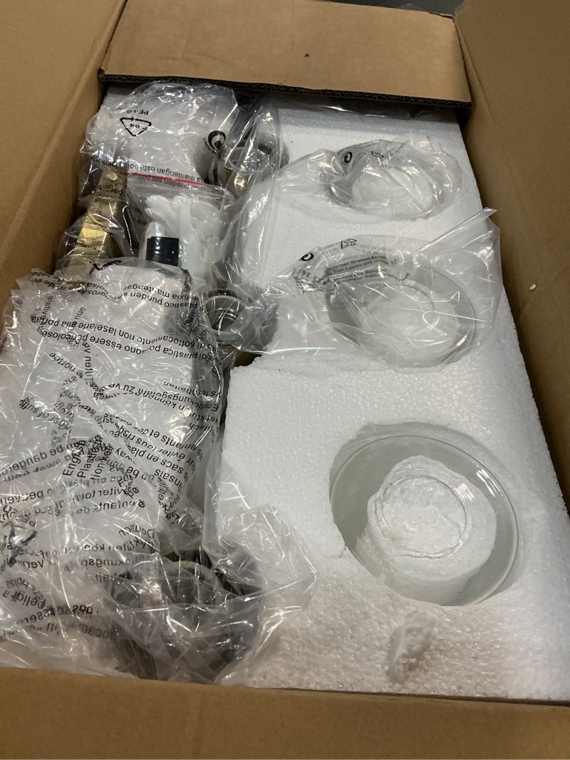 Condition photo showing New/Like New for 4 light bathroom vanity light fixtures, brushed brass modern wall lights with clear glass shade, vintage wall sconce lighting for living room, mirror, bedroom, hallway (gold, 4-lights) 4 lights gold