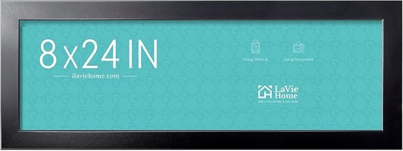 LaVie Home 8x24 Picture Frame Black, Panoramic Picture Frame for Wall Decoration, Classic Black Minimalist Style Suitable for Decorating Houses, Offices, Hotels?1 Pack?
