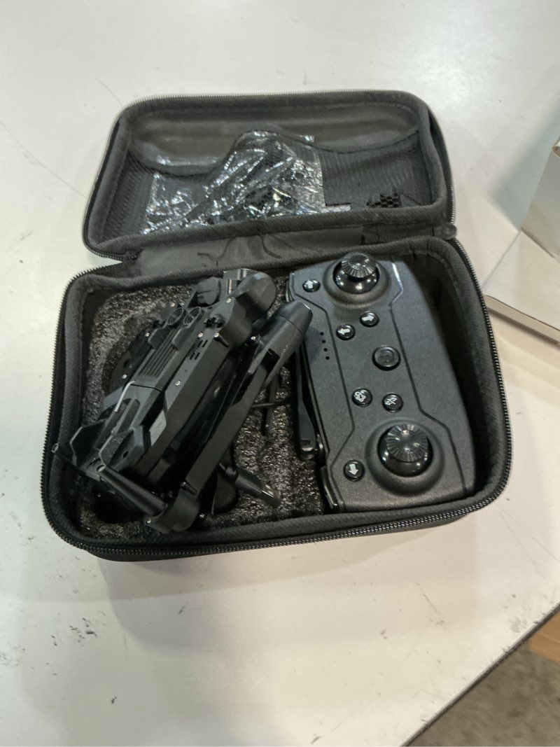 Condition photo showing As Is for mocvoo drone with camera for adults, 1080p hd mini fpv drones for kids beginners, foldable rc quadcopter toys for boys girls with altitude hold, 3d flip, 3 speeds, headless mode, carrying case black - 1 camera - 2 batteries