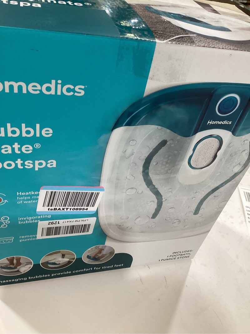 Condition photo showing Good Condition for Homedics Bubble Mate Foot Spa, Toe Touch Controlled Foot Bath with Invigorating Bubbles and Splash Proof, Raised Massage Nodes and Removable Pumice Stone