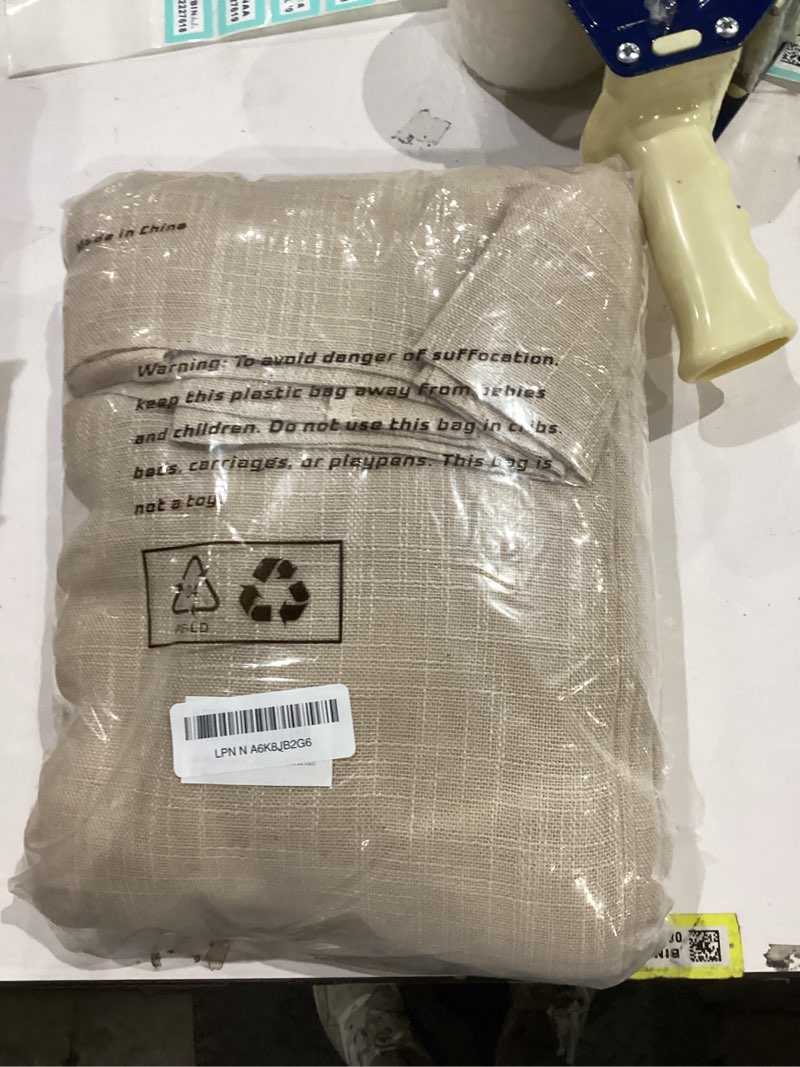 Condition photo showing New/Like New for LAMIT 96 inch Linen Curtains for Bedoom, Light Filtering Semi Sheer Panels Back Tab and Rod Pocket Floor to Ceiling Curtains for Living Room, 2 Panels Set, Linen, 52 x 96 Inch 52"W x 96"L (Pack of 2) Linen