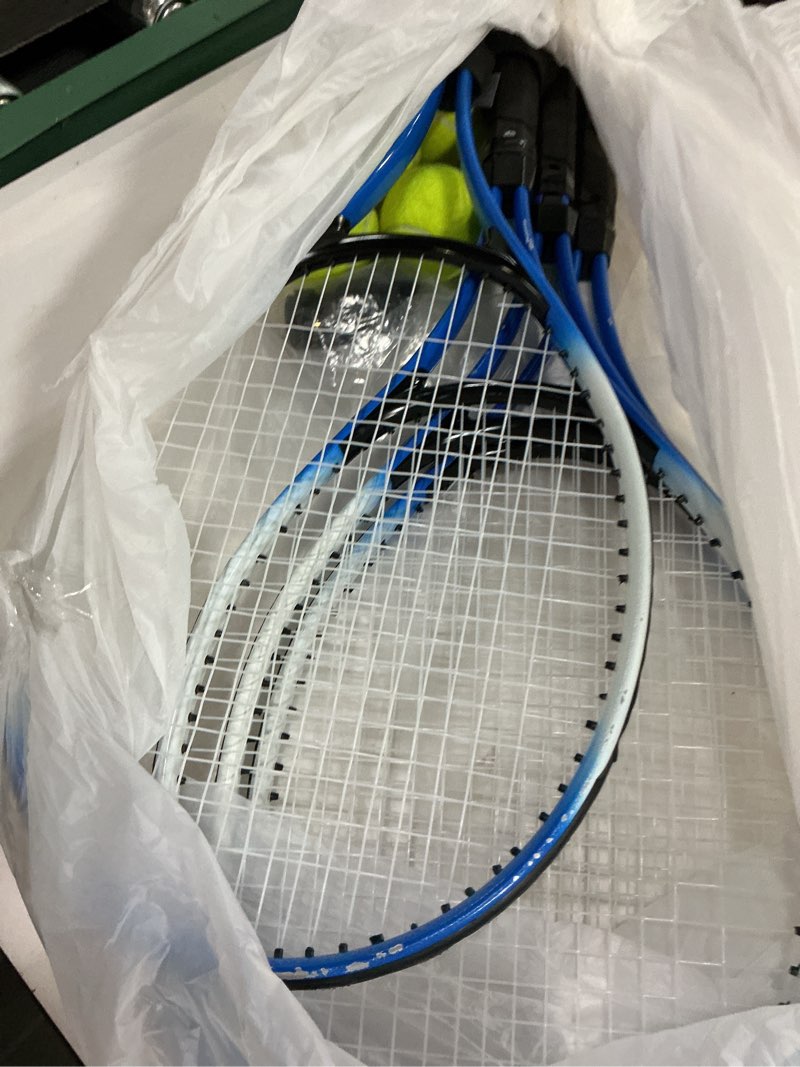 Condition photo showing Good Condition for 4 pack tennis rackets for adults recreational 4 players pre strung 27 inch tennis racquets lightweight rackets bulk with balls overgrips for training blue