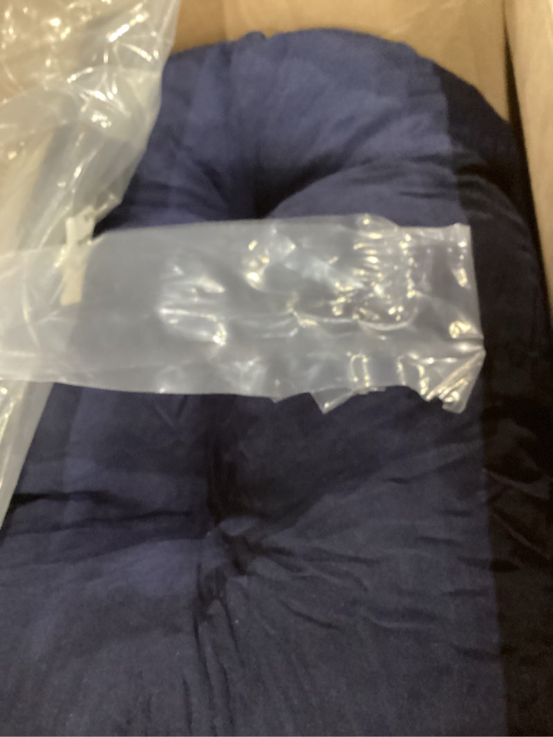 Condition photo showing Good Condition for 19x19 Outdoor Chair Cushions Set of 2, Wicker Patio Furniture Cushions with Tufted Buttons, Thick Outdoor Seat Cushions for Lawn Chairs, Overstuffed and Water Resistant, Navy