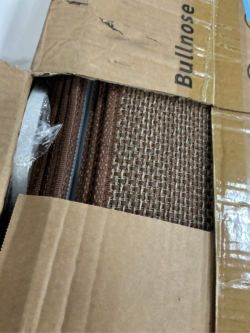 Condition photo showing New/Like New for bullnose carpet stair treads non slip for wooden steps indoor, 9.5" x 35" 14 pieces, extra wide bull nose carpet runners for wood stairs, step covers, stair tread rugs, washable, brown 35" l x 9.5" w x 1.2" h brown 14