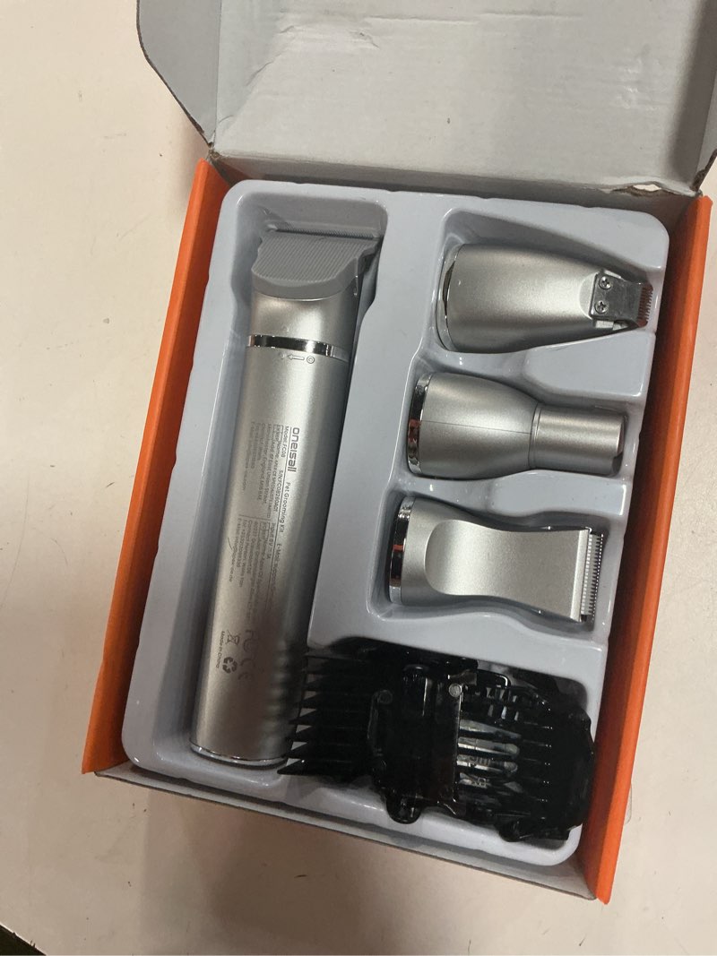 Condition photo showing Good Condition for oneisall 4 in 1 dog grooming kit with lcd display, dog hair trimmer for paw nail grinder, rechargeable cordless low noise ipx7 waterproof pet clippers silver