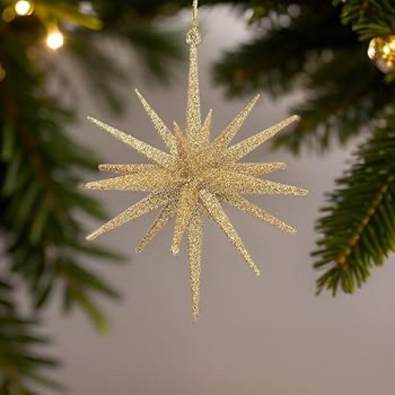 Soulchen 6 Pcs Gold Christmas Bethlehem Star Ornaments - 7.5'' Glitter Moravian Star for Christmas T