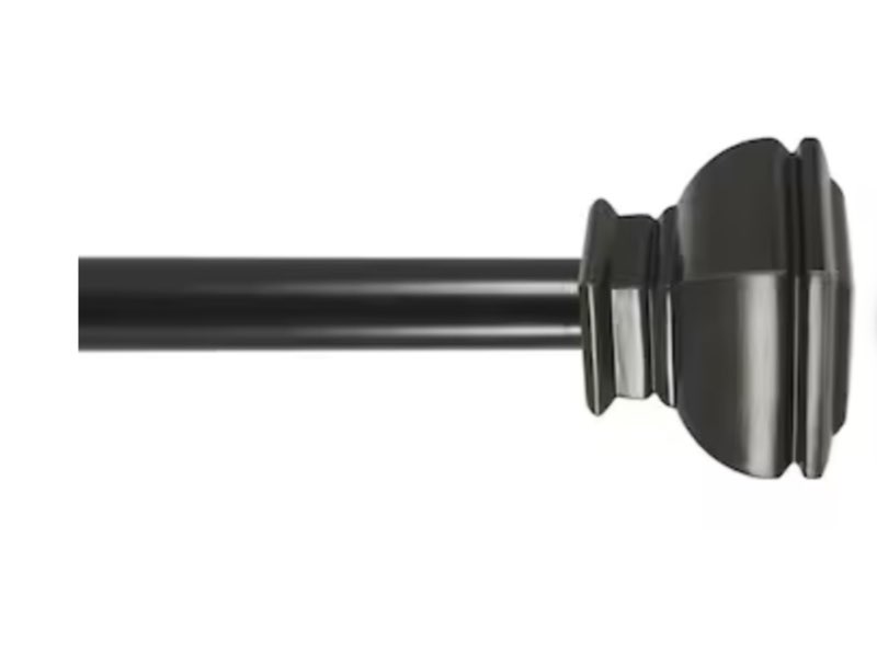 allen + roth 72-in to 144-in Dark Bronze Steel Single Curtain Rod with Finials