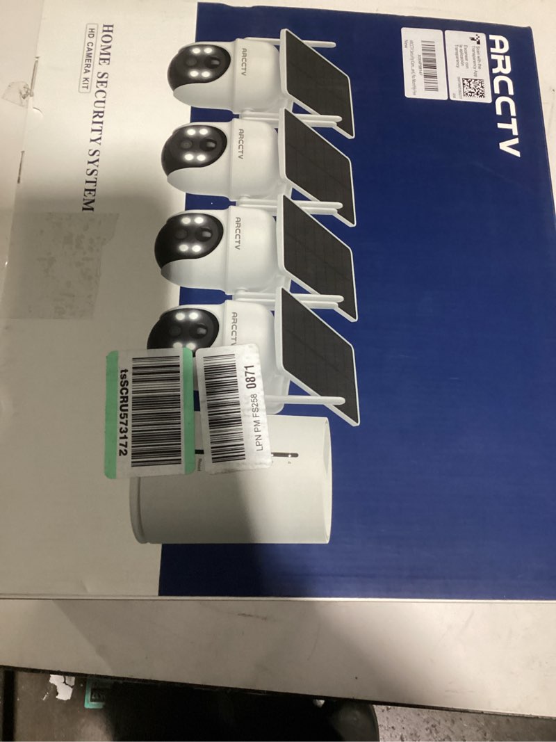 Condition photo showing Good Condition for security cameras wireless outdoor, no monthly fee solar camera outdoor wireless, 4-camera 2k home security camera system with base station, local storage, pir motion detection, color night vision q4-4 cam kit