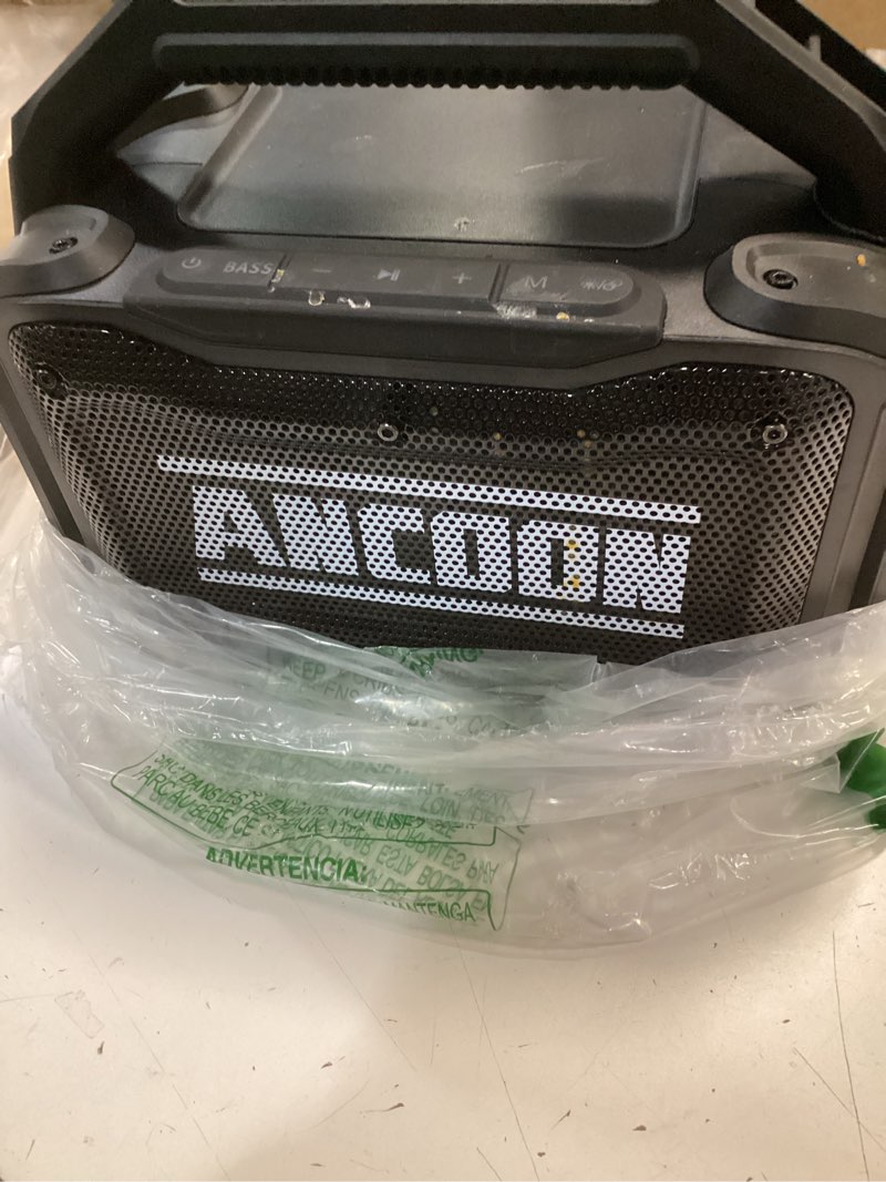 Condition photo showing Good Condition for ancoon speakers bluetooth wireless: 80w(peak) loud speaker with bass, 20h playtime, ipx6 waterproof, large jobsite speakers for work, outdoor, workshop, garage, portable speaker with tws (black)