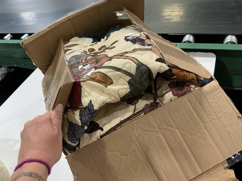 Condition photo showing As Is for litanika floral beige quilt queen size - 3 pieces summer botanical birds pattern quilt bedding, lightweight soft coverlet for all seasons (96"x90") 3 - beige queen(96*90in)