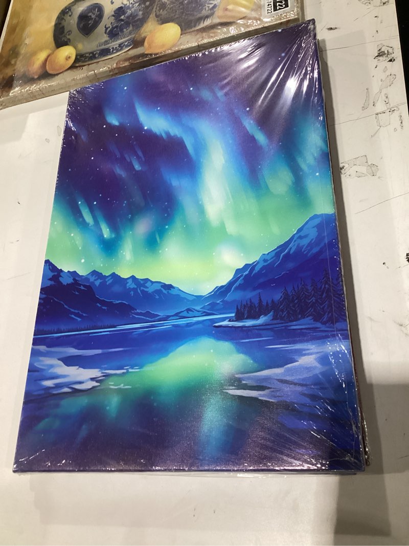 Condition photo showing New/Like New for Northern Lights Wall Art Aurora Borealis Canvas Prints Abstract Landscape Picture Paintings Scenery Poster for Living Room Bedroom Bathroom Office Decor Framed(Abstract-3,16.00" x 24.00") Abstract-3 16.00" x 24.00"
