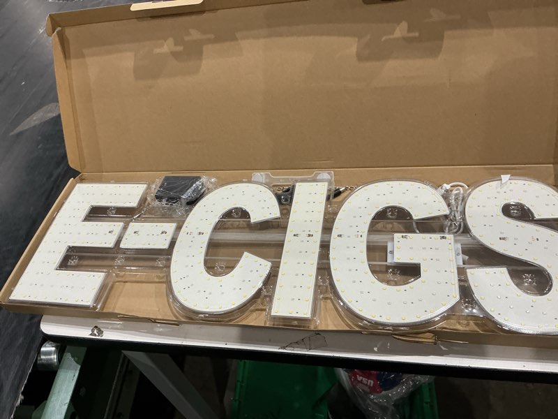Condition photo showing New/Like New for led e-cigs sign for smoke shops - super bright vape store sign with unique design, high visibility & easy hanging installation for retail window displays