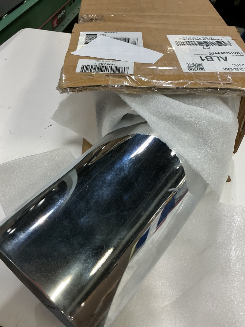 Condition photo showing Good Condition for exhaust tip, 5 inch diesel exhaust tip elbow tip with a clamp, 5'' inlet 6'' outlet chrome exhaust tip for pickups, trucks and cars 5'' inlet 6'' outlet with clamp