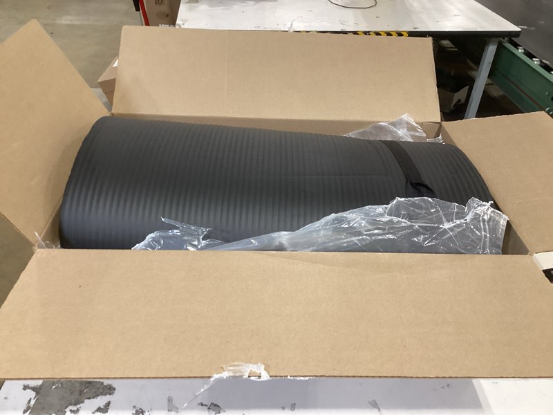Condition photo showing As Is for amazon basics extra thick exercise yoga mat with carrying strap black 1/2 inch