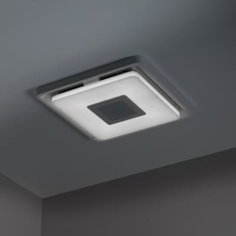 Condition photo showing As Is for homewerks 1.5-sone 110-cfm white decorative lighted bluetooth compatibility bathroom fan