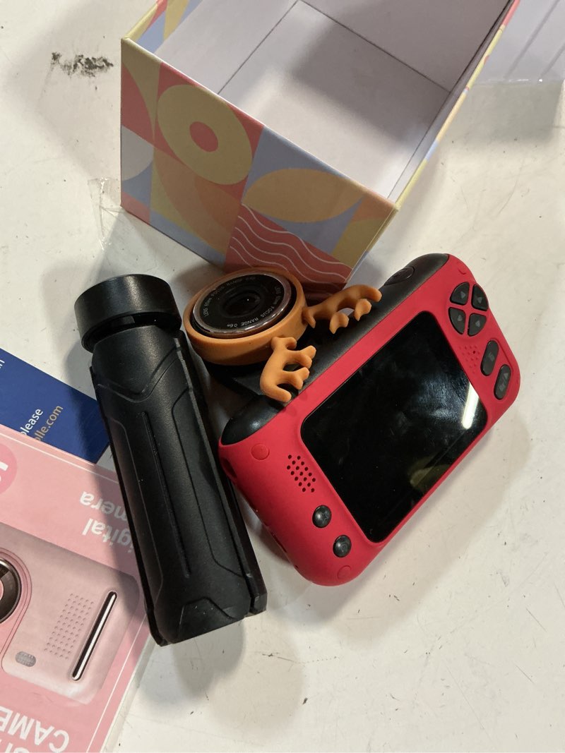 Condition photo showing As Is for Kids Camera Girls for 3 4 5 6 7 8 9 Years Old Girls,1080P HD Video Selfie Camera with 32G SD Card Kids Digital Camera Toys for Toddler Birthday Gifts Red