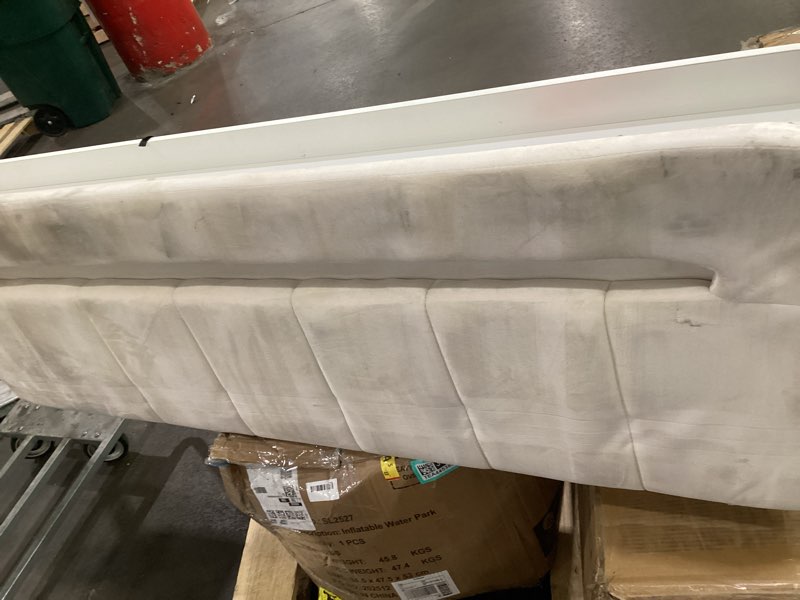 Condition photo showing As Is for incomplete * damaged *jocoevol queen bed frame with storage headboard,upholstered white bed frame queen size with storage